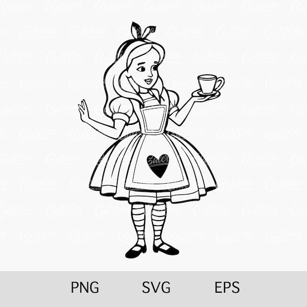 Alice in Wonderland Svg Princess Svg Tea Time Svg Clipart Tea Party Svg Fairy Tale Svg  Cricut Silhouette Glowforge Cutting File Sublimation