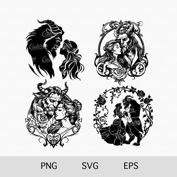 Beauty and The Beast Svg Png Belle Svg Book Svg Fairy Tale Svg Enchanted Rose Clipart Cricut Silhouette Glowforge Cutting File Sublimation