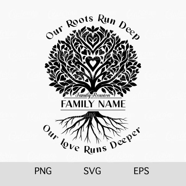 Family Reunion SVG, Our Roots Run Deep But Our Love Runs Deeper, Tree With Roots SVG, Family Tree, Family Reunion Shirt Png Instant Download