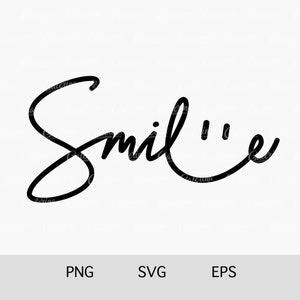 Smiley Face Svg, Happy Face Svg, Emoji Svg, Smile Sign Svg, Trendy Svg, Cut File, Inspirational Clipart, Word "Smile", Happy Face Eyes