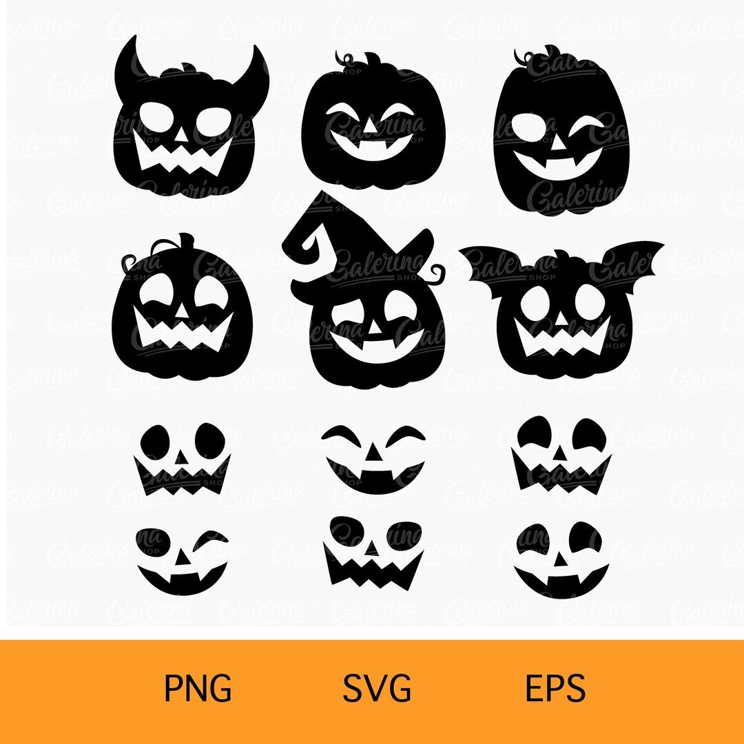 Pumpkin Face Svg Halloween Png Jack O Lantern Svg Faces - Etsy Canada
