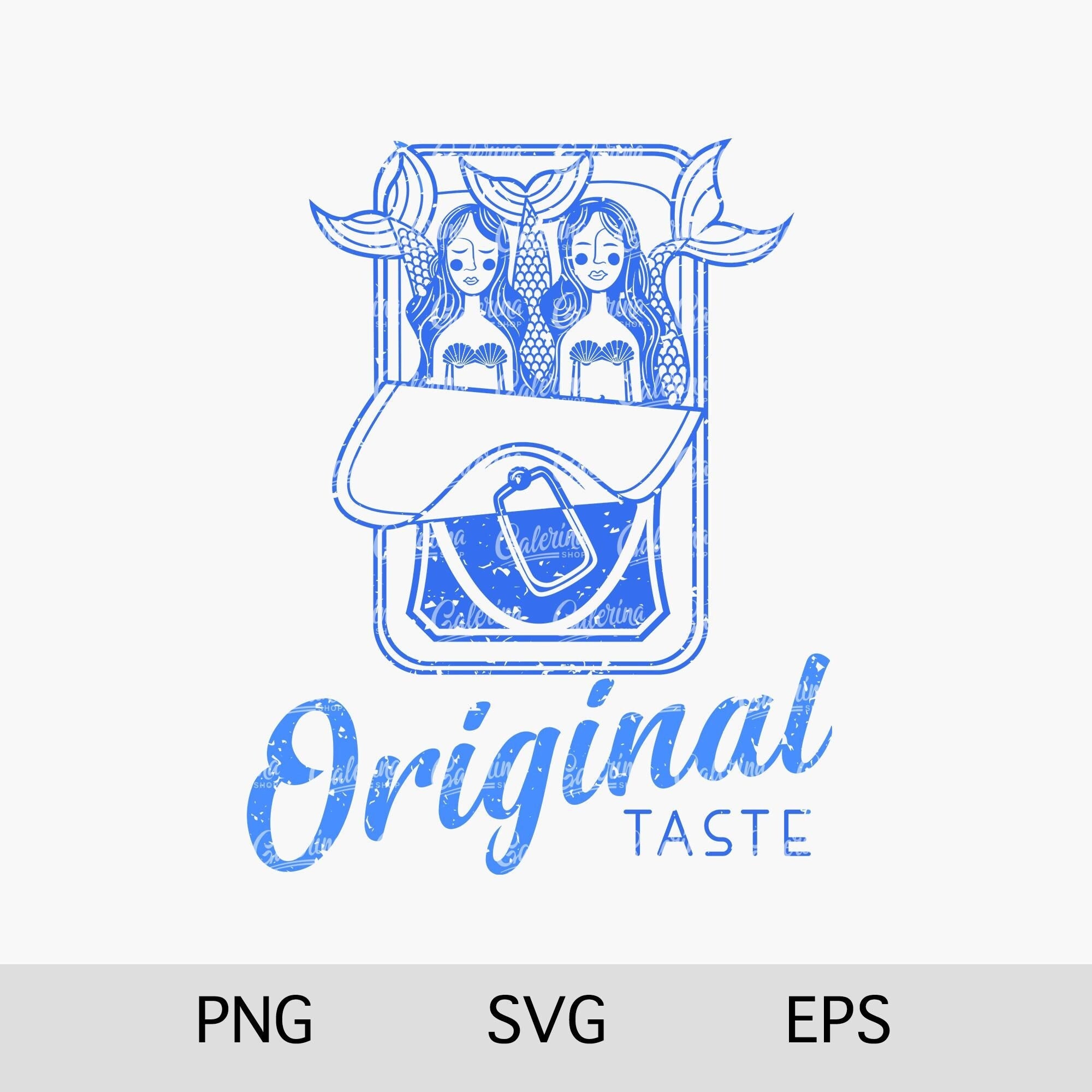 Meerjungfrau Sardinendose SVG PNG: Retro Küche Küstenkunst, nautisches Essen, Sublimation, Cricut-Dateien