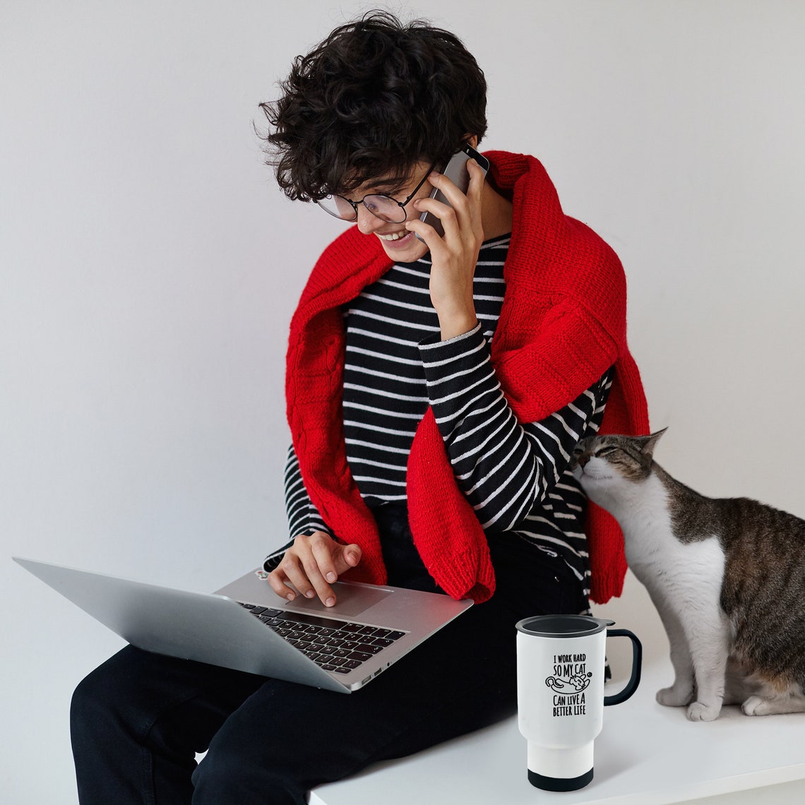 Cat Travel Mug Pet lovers gift Cute travel mug Custom Etsy