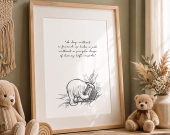 PDF Poster mit klassischem Winnie Pooh Zitat, druckbare Kinderzimmer Wanddeko