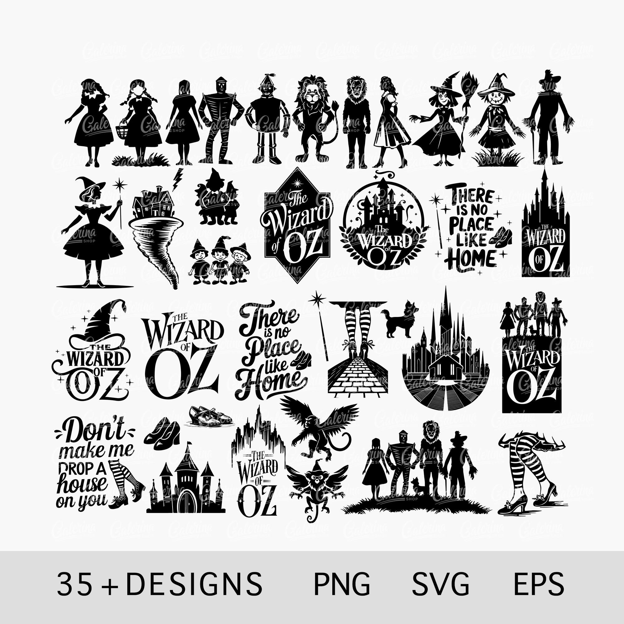 Wonderful Wizard of Oz SVG-bundel 35+ silhouetontwerpen, magische tovenaar PNG, sprookje clipart, snijbestanden voor Cricut en sublimatie