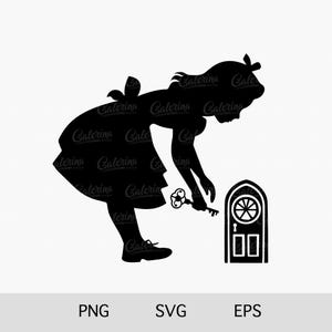 Alice au pays des merveilles SVG, PNG, sticker porte magique pour chambre d'enfant, clipart conte de fées, Cricut, Silhouette, fichier de coupe Glowforge, design par sublimation