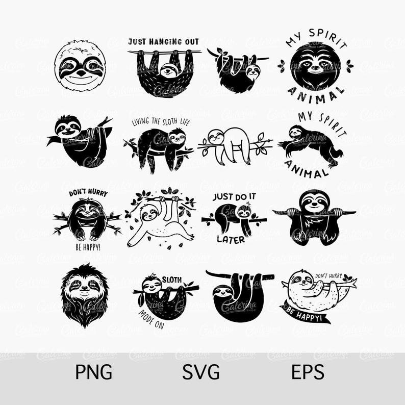 Sloth Svg, Sloth Png, Cute Sloth SVG Files, Sloth Quotes, Funny Sloth