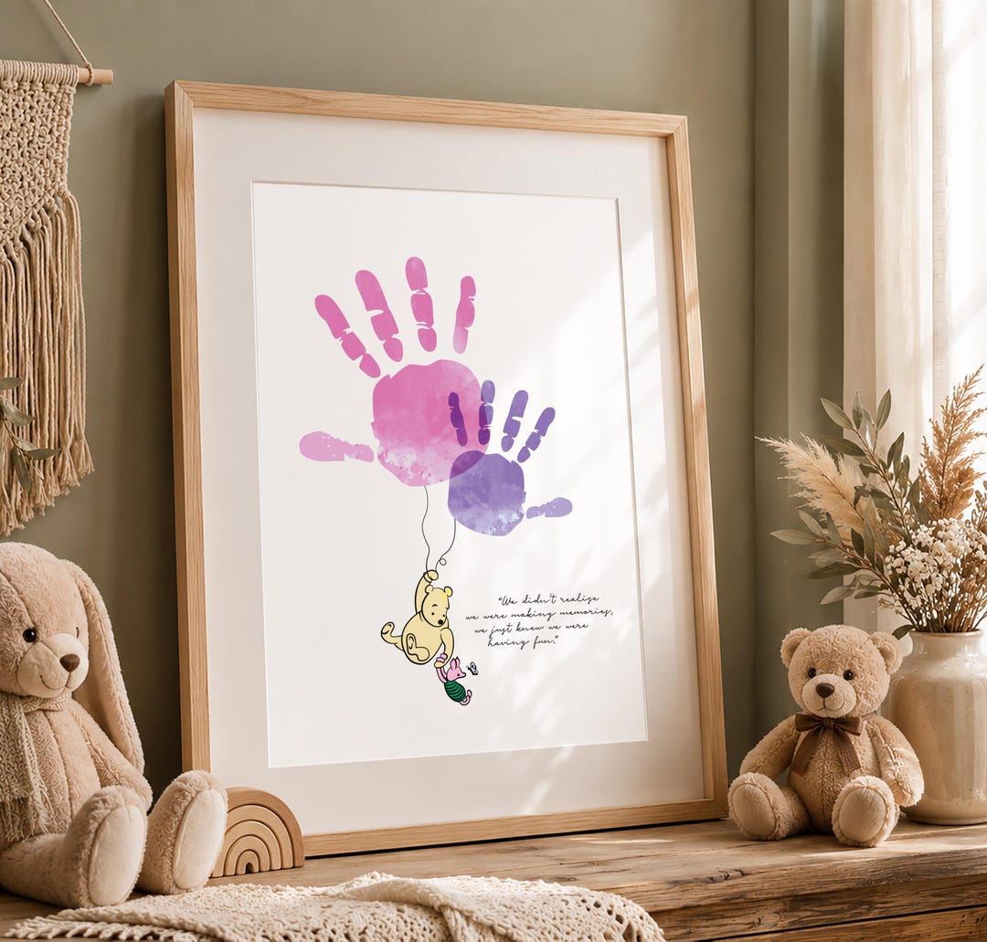 Winnie the Pooh Handprint Keepsake, Classic Pooh Quote, Baby