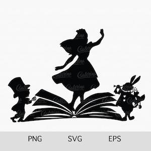 Alice in Wonderland Svg, Clipart, Cricut Silhouette Svg, Png, Cutting file, Alice Svg, Book Svg, Fairy Tale Svg, Princess Svg, Tea Party Svg
