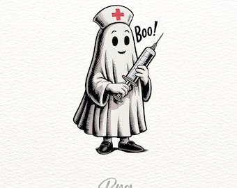 Cute Ghost Nurse PNG – Halloween Spooky Season Clip Art (Digital Download)
