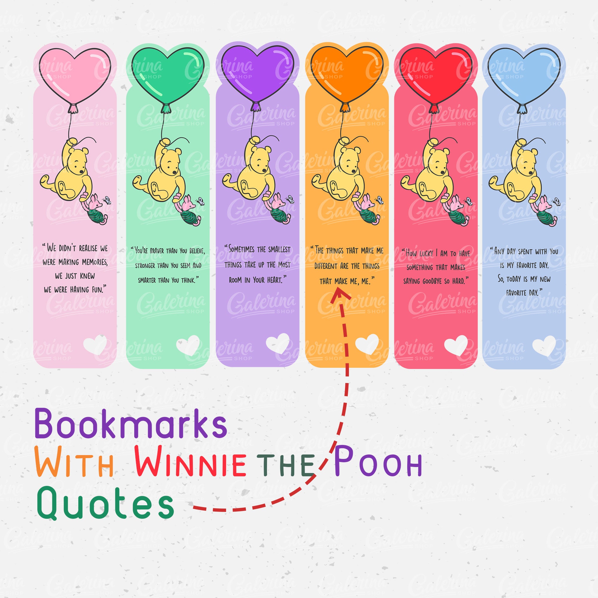 Bookmark Svg Png Winnie the Pooh Svg Quotes Colored Bookmark Bundle ...