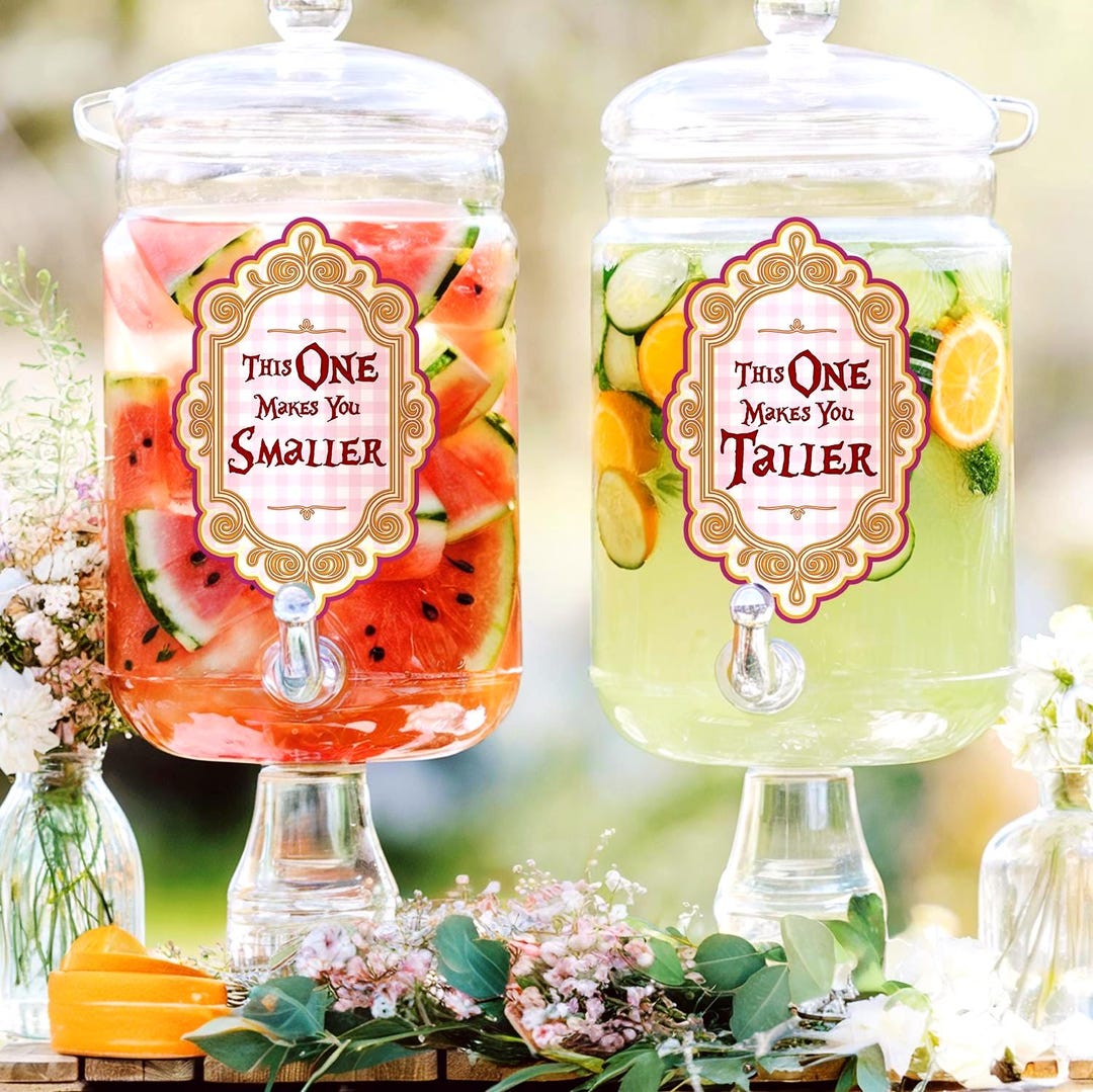 Alice in Wonderland Drink Me Labels: Tea Party Printable PNG, Whimsical ...