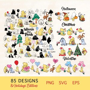 Classic Winnie the Pooh Mega Bundle of 85 SVG Designs + Holidays Collections | Baby Showers, Nursery Decor | Cricut, Silhouette, Sublimation