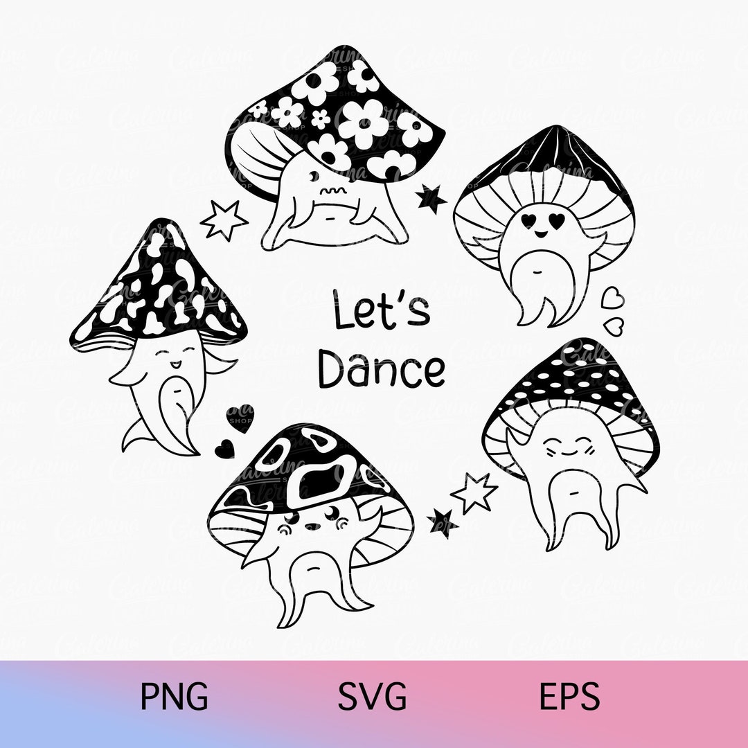 Mushroom Svg, Fairy Ring Svg, Cute Dancing Mushrooms Svg, Png, Eps, Let