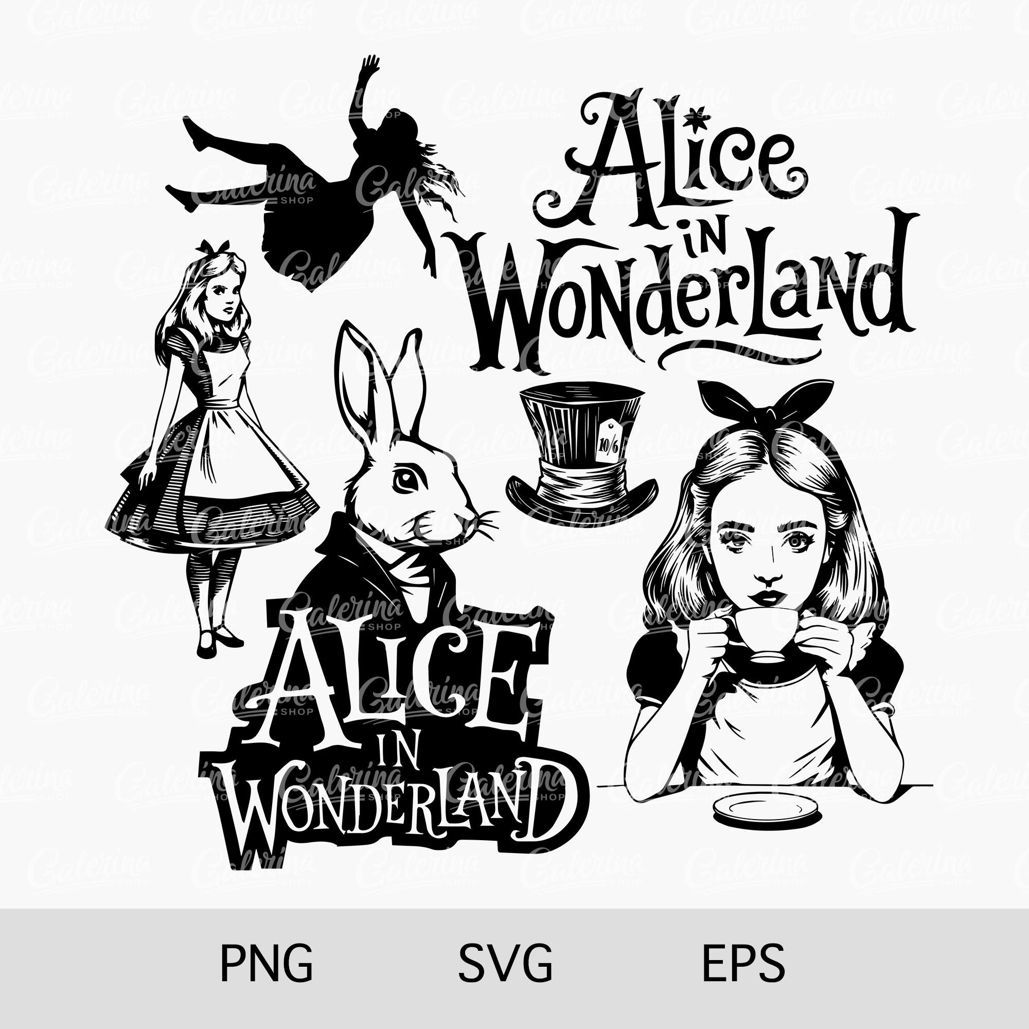 Alice in Wonderland SVG Bundle: Vintage Clipart, Tea Party PNG