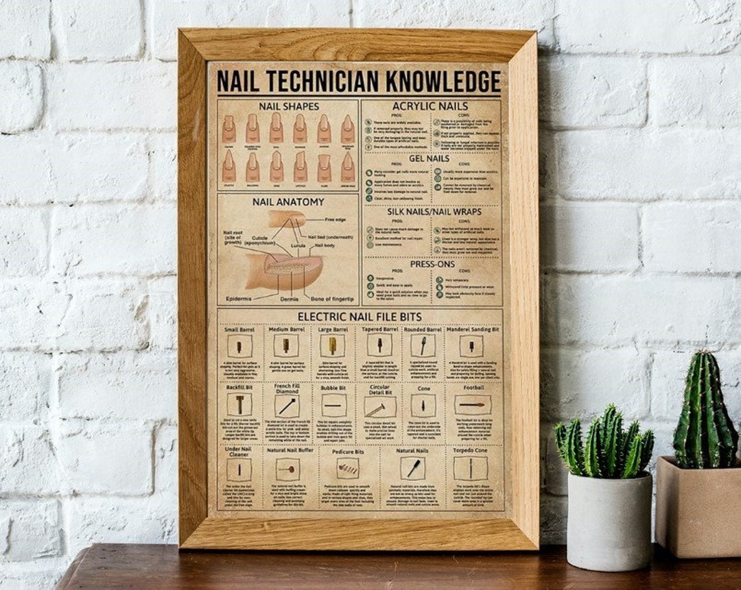 Nail Technician Knowledge Poster, Anatomy,shapes, Gel Nails Knowledge ...
