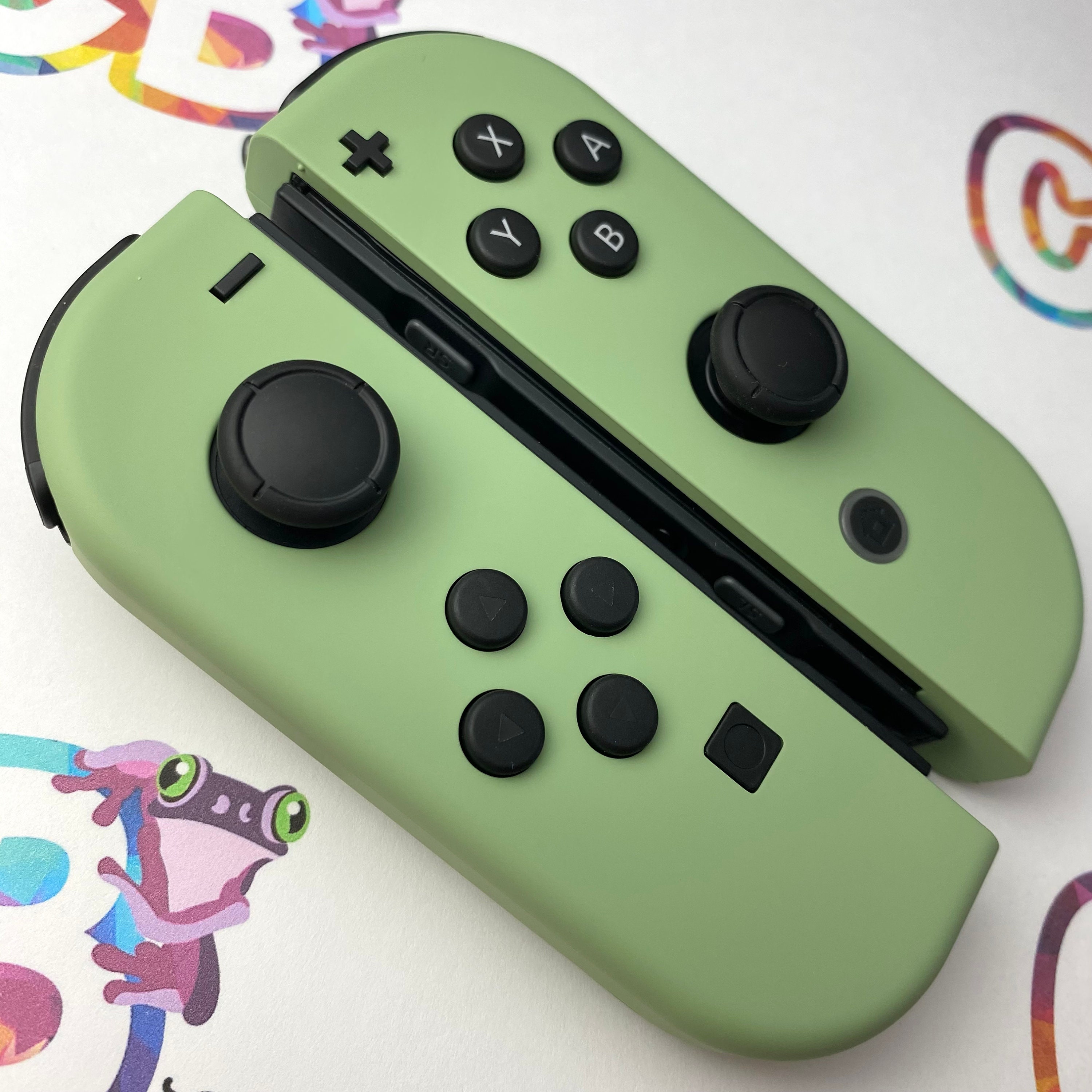 Custom Nintendo Switch JoyCon Matcha Green & Light Cream
