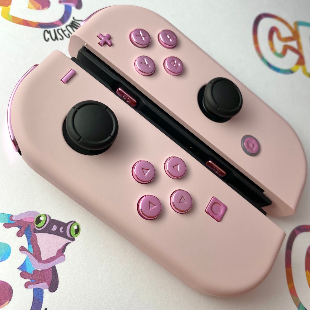 Custom Sakura Pink & Chrome Pink Nintendo Switch Joycons, Customized