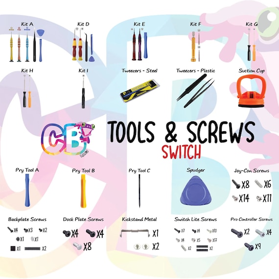 Kits d'outils, outils de réparation Nintendo Switch, kits de réparation  Joycon, tournevis de précision, outils de levier, ressorts de vis Joycon,  douanes CB DIY -  France