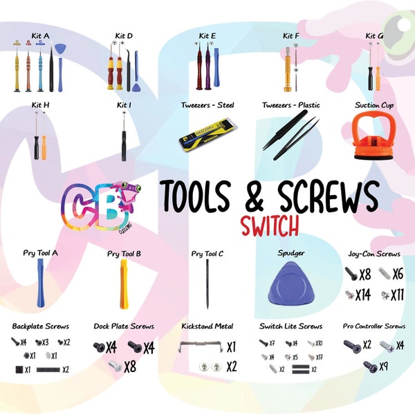 Toolkits, Nintendo Switch Repair Tools, Joycon Repair Kits, Precision Screwdrivers, Pry Tools, Joycon Screws Springs, CB Customs - DIY