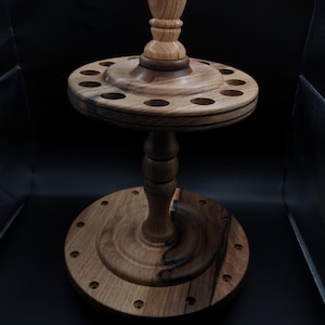 Crafted notenhouten spilhouder met eiken accent – 12 spilinhoud (17 cm / 6,69 in afstand)