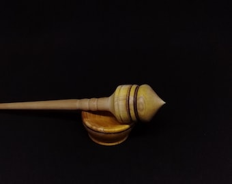 Support Spindle: Grey Walnut Shaft with Acacia Whorl (25.5 cm / 37 grams) and Mulberry Support Bowl (5.5 cm Diameter)