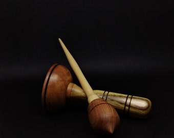 Artisan Apple Shaft and Beechwood Whorl Support Spindle Set: 25 cm Length, 25 grams, with Lap Support Bowl