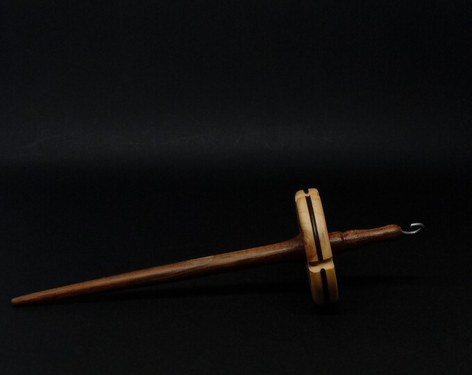 Artisan Walnut Shaft Drop Spindle With Sycamore Whorl Yarn Spinning