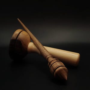 Steunas – 18 g / 0,63 oz, 25,5 cm / 10,03 in – walnoothout | Met appel- en walnotenschaal | Lichtgewicht handspindelset | Kravelli