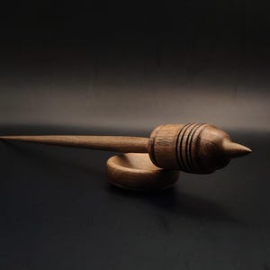 Heavy Walnut Support Spindle Set – 46g / 1.62oz, 28.5cm / 11.22in – With Walnut Support Bowl | Strong Spindle