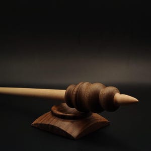 Support Spindle – Apple Shaft, Walnut Whorl – 28g / 0.98oz, 31cm / 12.2in – With Walnut Support Bowl