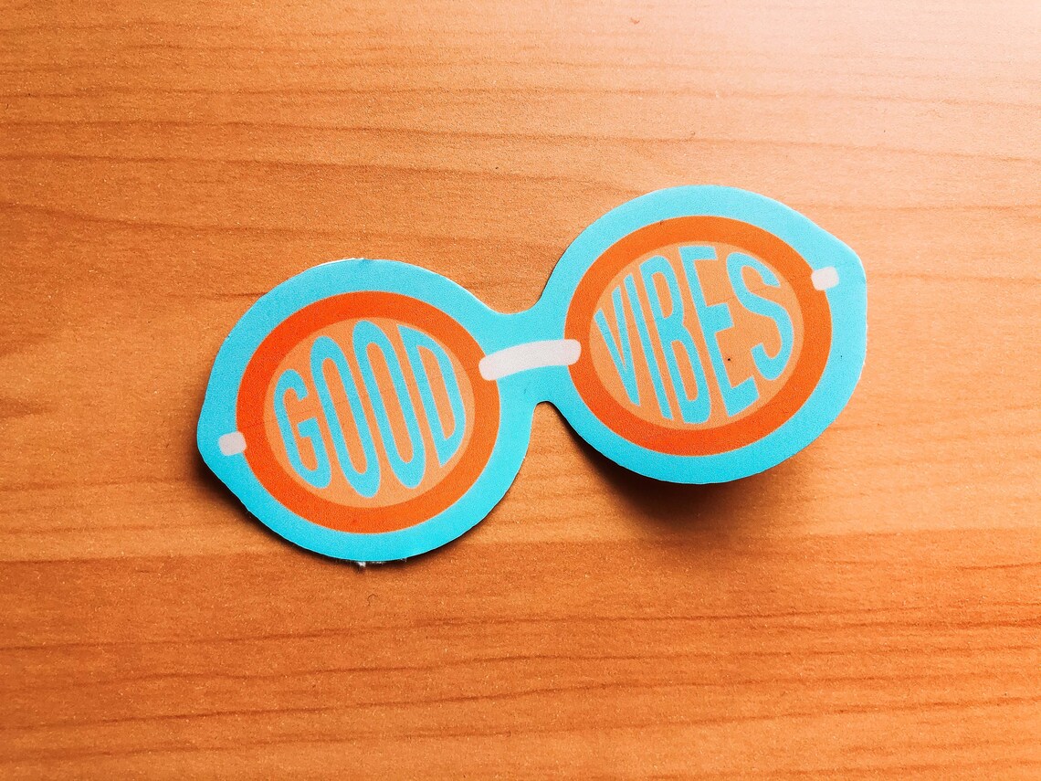 Good Vibes Blue and Orange Groovy Seventies Aesthetic Sun Glasses ...