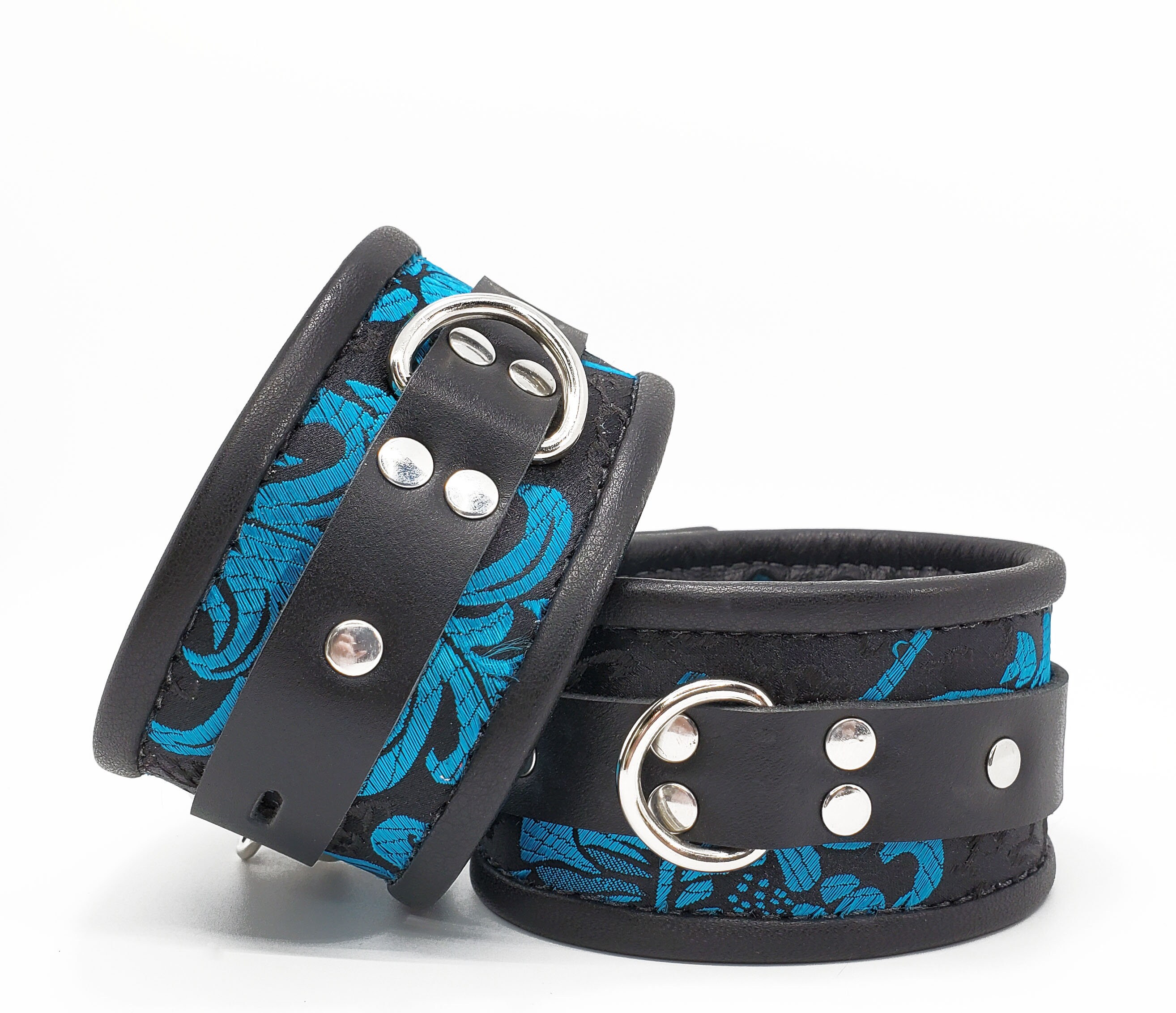 Submissive Collar & Cuff Set Lockable BDSM Leather Bondage Restraints ...
