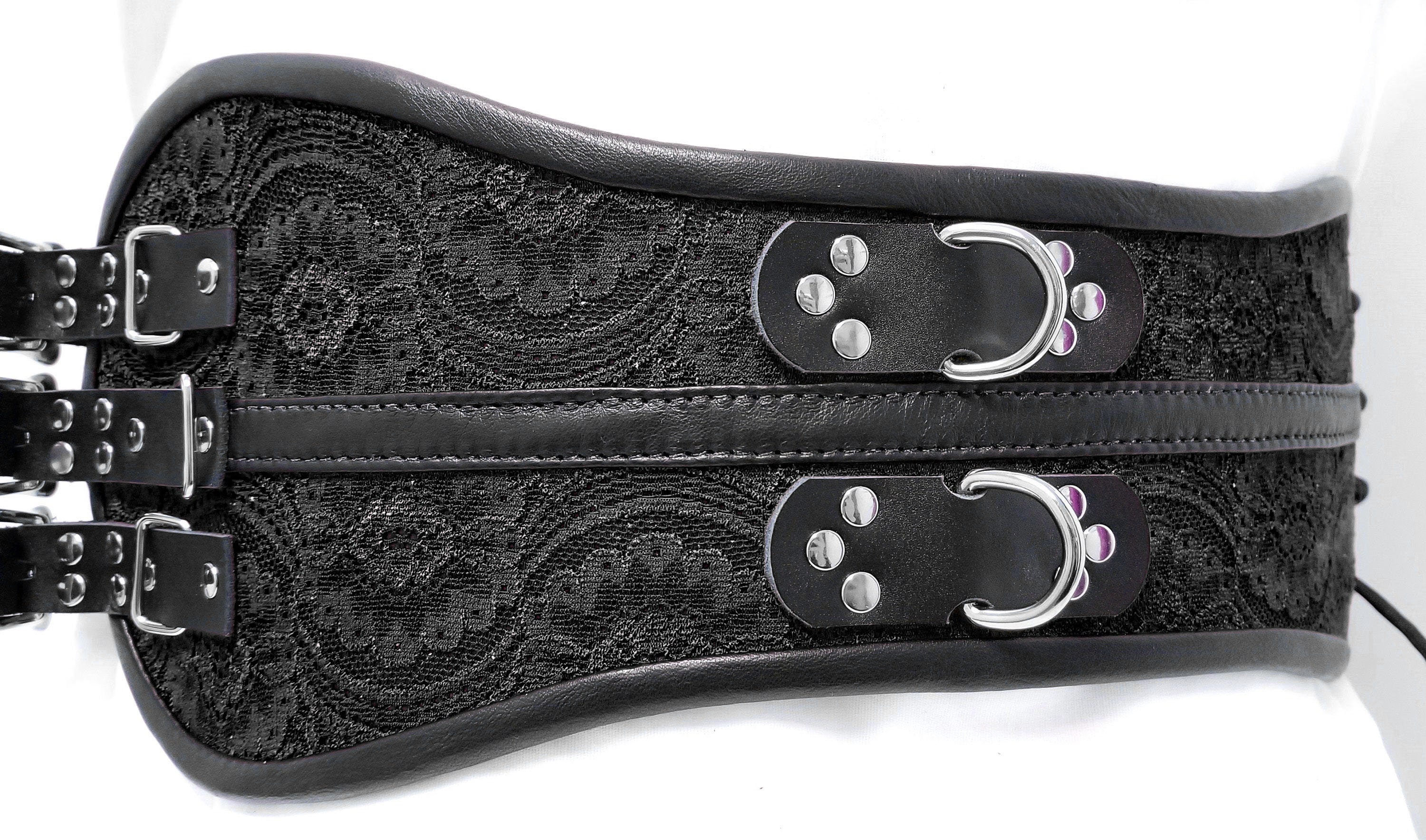 Leather Waist Bondage Restraint Cincher Style Belt in Black  display picture 1