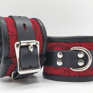 Submissive Collar & Cuff Set Lockable BDSM Leather Bondage Restraints ...