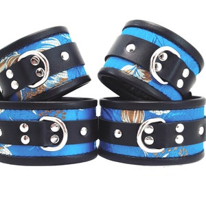 Submissive Collar & Cuff Set Lockable BDSM Leather Bondage Restraints ...