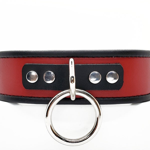 Submissive / Slave Collar Leather BDSM Bondage Restraint Red