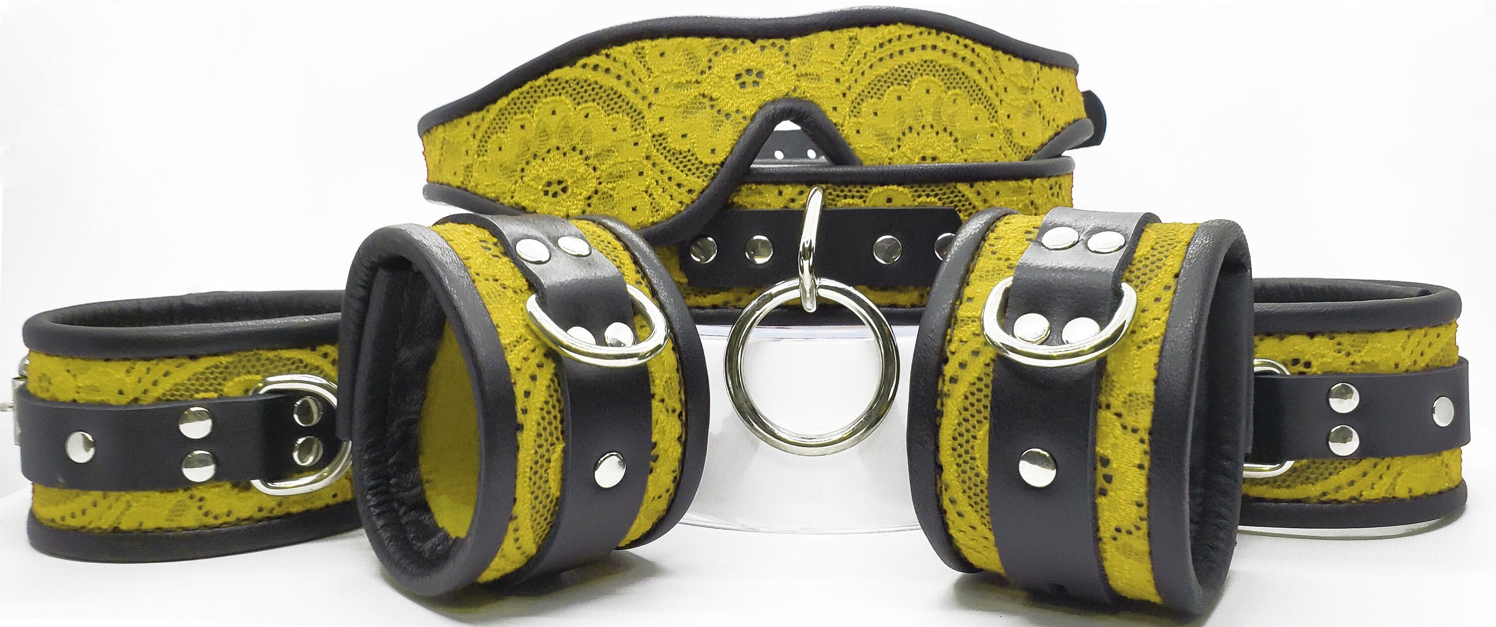 Restraint Set Wrists Ankles Collar Blindfold BDSM Leather & | Etsy