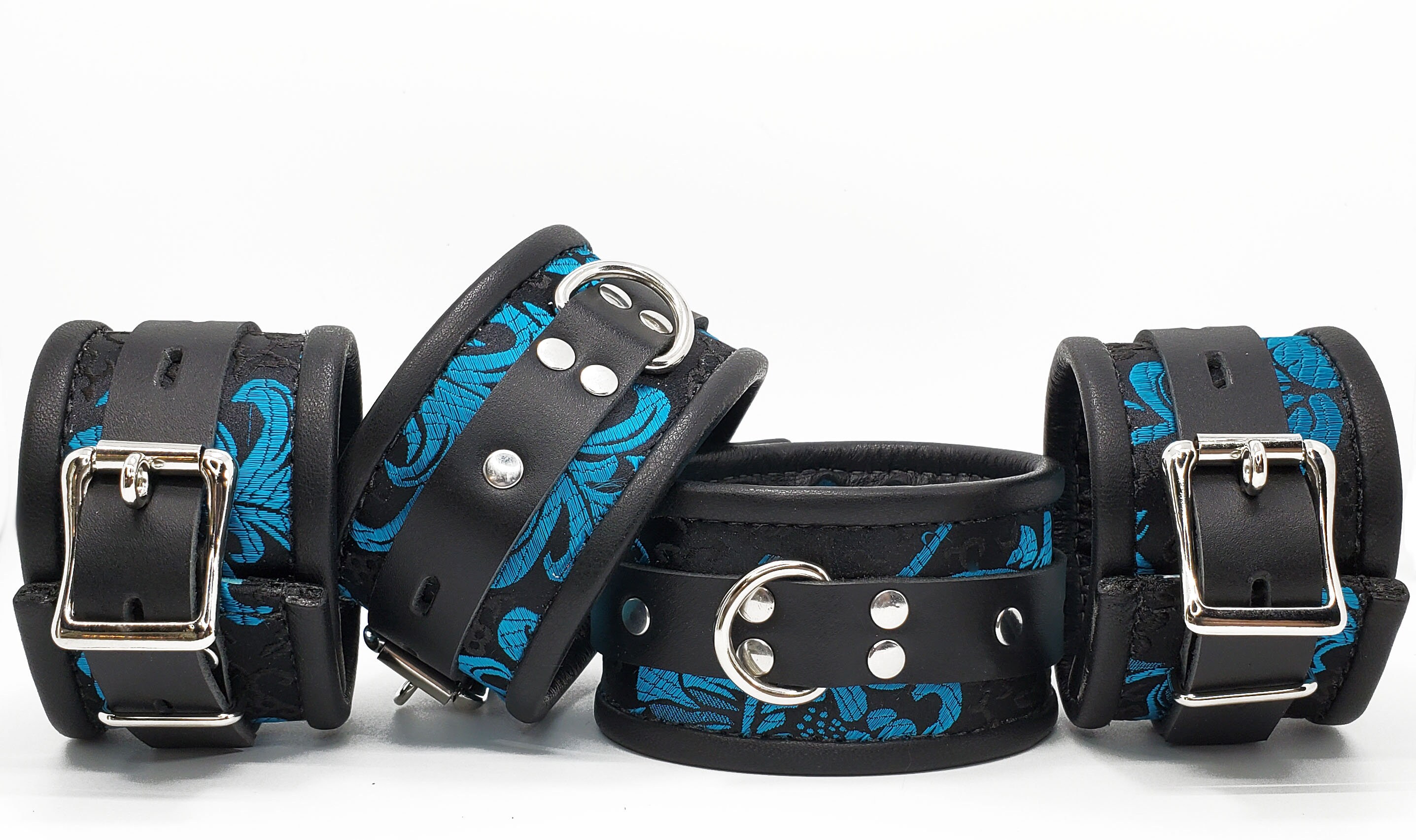 Submissive Collar & Cuff Set Lockable BDSM Leather Bondage Restraints ...