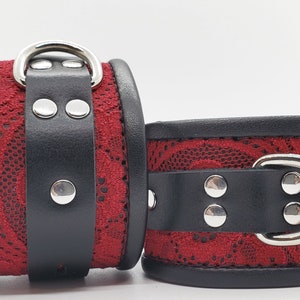 Submissive Collar & Cuff Set Lockable BDSM Leather Bondage Restraints ...