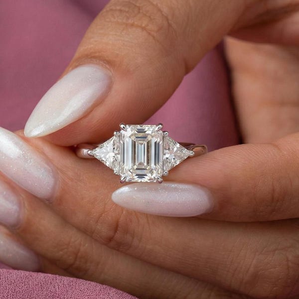 3CT Radiant Cut Solitaire Ring S925 Silver Wed Bands For Women Wedding Jewelry
