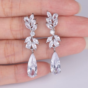 Bridesmaid Jewellery Gift, Bridal Earrings, High Quality Cubic Zirconia Wedding Jewellery