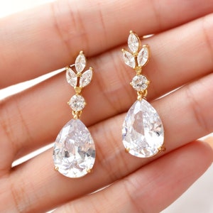 High Quality AAA Cubic Zirconia Bridesmaid Earrings Gift, Unique Bridesmaid Jewelry, Bridal Earrings, Dangle Wedding Earring for Brides