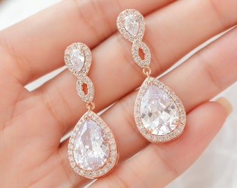 AAA Cubic Zirconia Long & Dangle Earring, Crystal Bridesmaid Earring, Drop Earring bridesmaid gift