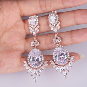 Long Bridesmaid Earring, Bridesmaid Jewellery, Bridal Earrings, Wedding Earrings for Brides, Dangle Bride Earrings