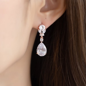 Unique Bridal Earrings, Long Dangle Bridesmaid Earrings Gift, Bridesmaid Jewelry, Wedding Jewelry, Bridal Party Wedding Earrings for Bride