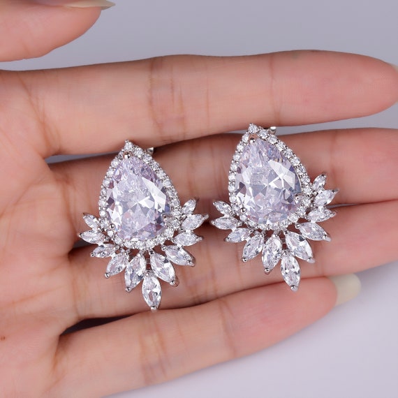 High Quality Pear Shape Cubic Zirconia Bridesmaid Earrings | Etsy