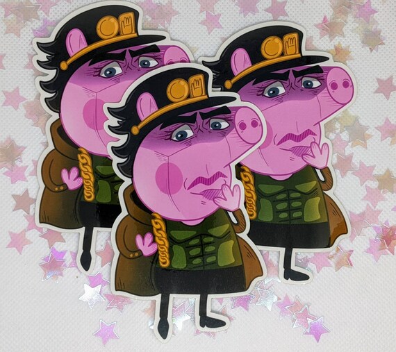 Cursed Peppa Pig Jojo Jotaro Joestar Transparent Vinyl Sticker Etsy UK