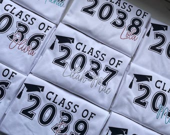 PERSONALISED Class of 2038, Handprint 'Grow with Me' T-Shirt, School Starters Gift, First Day of School