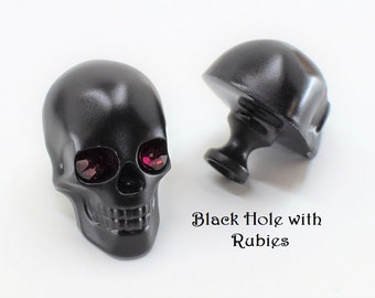 Set of 5 Black Resin Skull Drawer Pull Cabinet Knobs